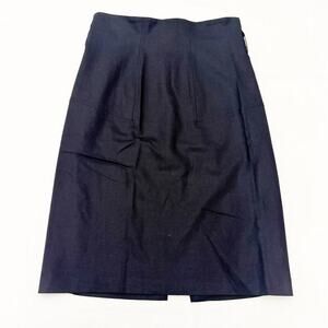 Club Monaco Black Pencil Skirt Knee Length Back Slit Size 8